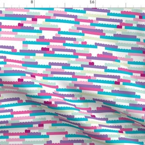 Favorite Toys Fabric - Interlocking Brick Wall - Pastel By Linkolisa Classic Kids Building Toys - Cotton Fabric By The Yard With Spoonflower