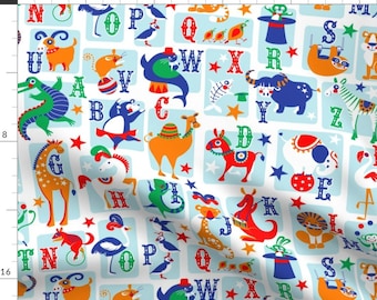 Animal Alphabet Fabric - Circus Animal Alphabet By Cjldesigns - Circus Zoo Wild Animal Letters Cotton Fabric by the Yard with Spoonflower