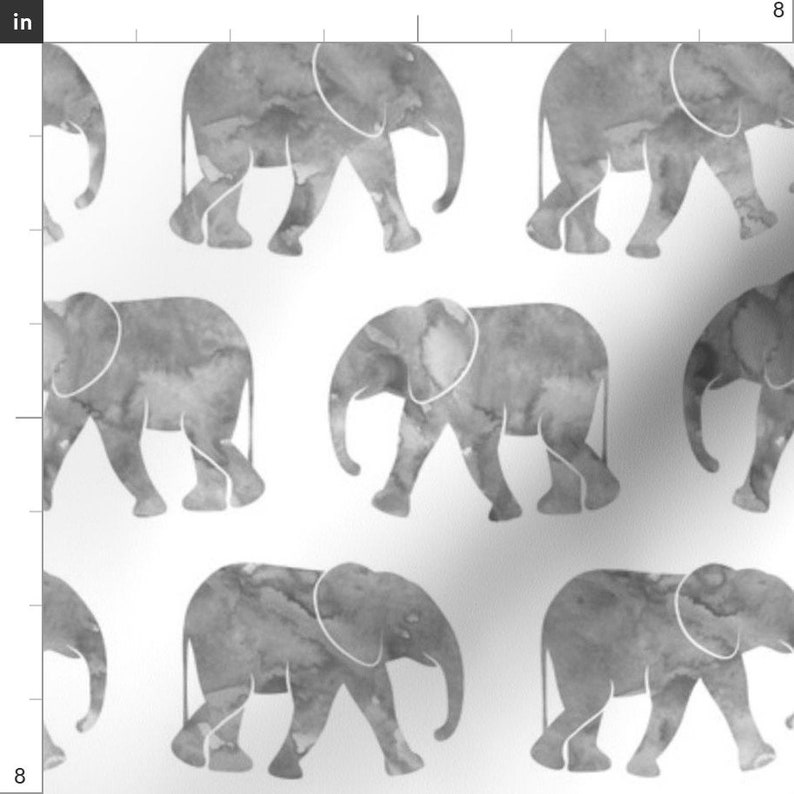 Elephants Fabric large Scale Baby Elephants Gray by Etsy
