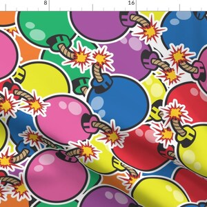Explosion Fabric - Colorful Bombs Large By B0rwear - Danger And Dynamite Cotton Fabric By The Yard With Spoonflower