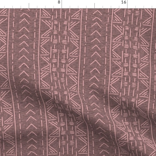 Mudcloth Fabric - Dusty Rose By Sugarpinedesign - African Inspired Dark Mauve Faded Pink Cotton Fabric By The Yard With Spoonflower