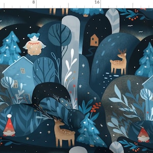 Winter Forest Fabric - Wonderful Winter by elena_naylor - Scandi Gnomes Christmas Scandinavian Large Scale Fabric by the Yard by Spoonflower