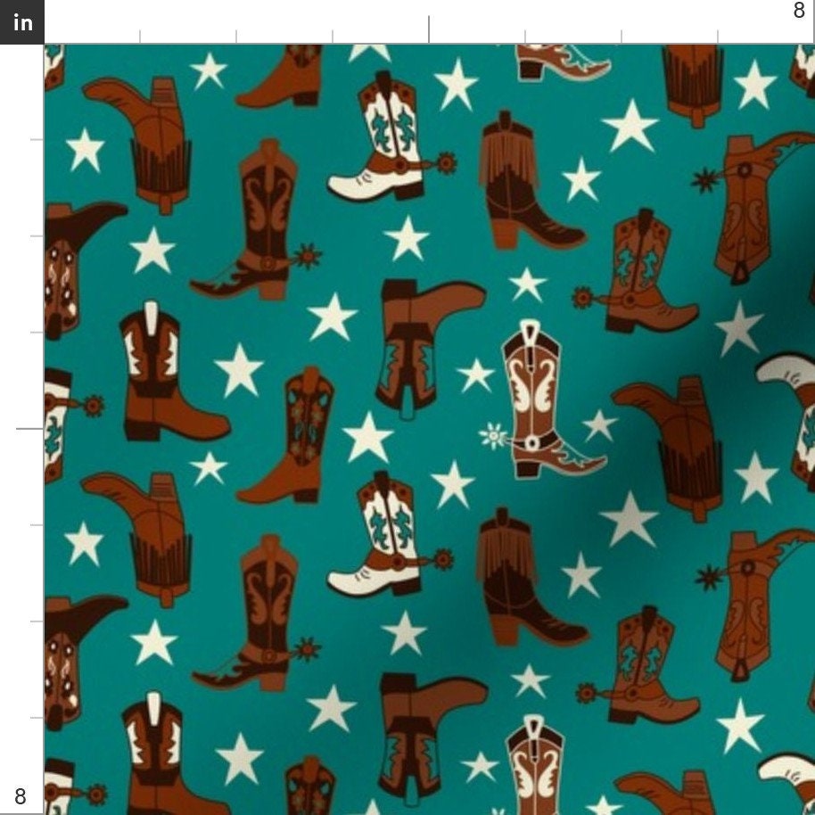 Teal Cowboy Boots Fabric Western Boots Turquoise by Mag-o | Etsy