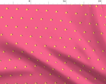 Pink Lemon Fabric - Little Lemons by ashleighgreen - Bright Pink Yellow Citrus Small Scale Cute Fruit Fabric by the Yard by Spoonflower