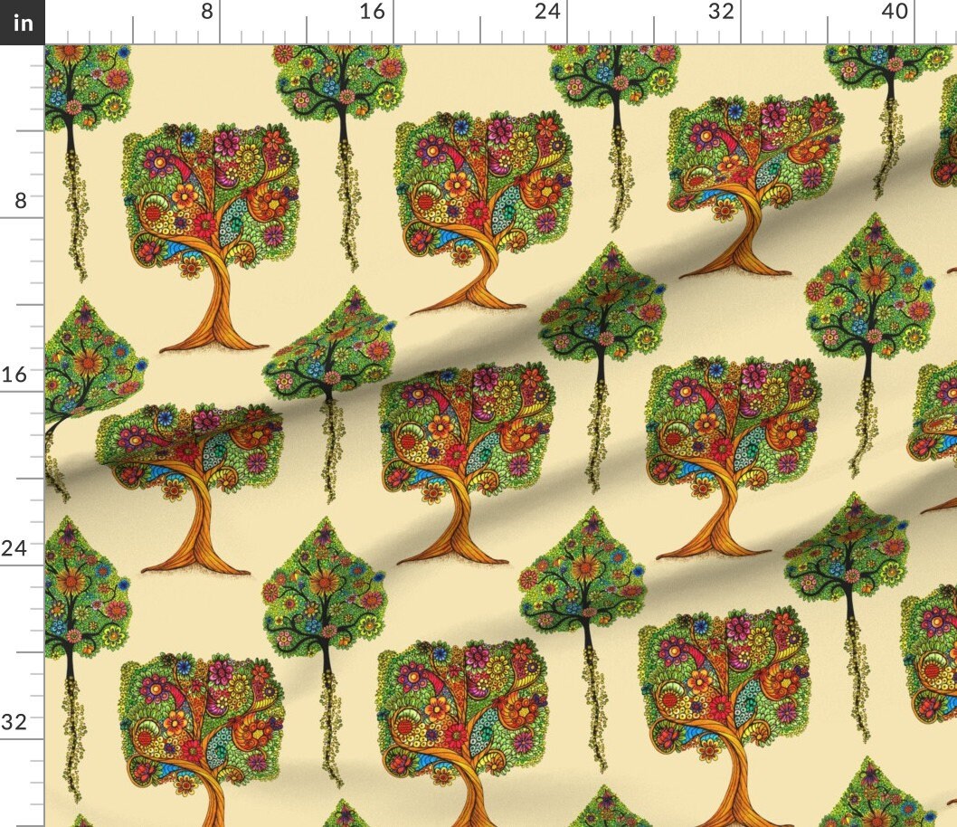 Tree of Life Fabric Tree of Life by Dinorahdesign Abstract Etsy