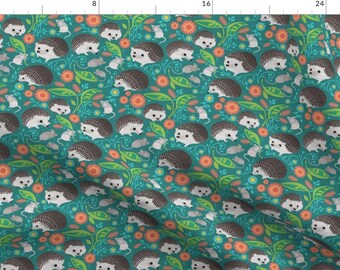 Woodland Creature Fabric - Hedgehogs & Mice Gathering 6in By Robinpickens- Gender Neutral Nursery Cotton Fabric By The Yard With Spoonflower
