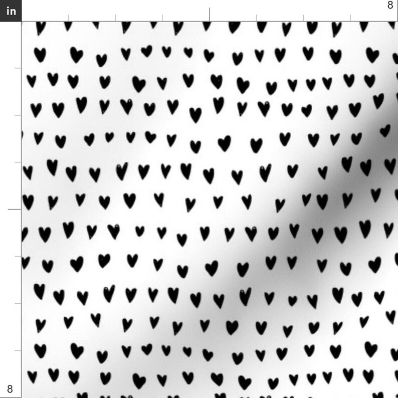 Heart Fabric I Love Hearts Black White by Pizzzaparty Etsy