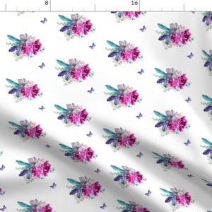 Lilac Floral Fabric - 4" Lilac Mermaid / Florals / 90 Degrees By Shopcabin - Watercolor Flower Cotton Fabric By The Yard With Spoonflower