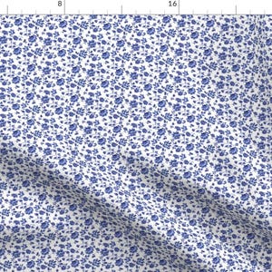 Ditsy Floral Fabric - Fleurs De Provence By Peacoquettedesigns - Small Scale French Floral Blue Cotton Fabric By The Yard With Spoonflower