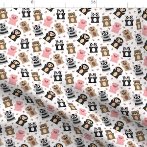 Puppet Parade Fabric - Puppet Parade Main White By Jewelraider - Baby Puppet Nursery Decor Cotton Fabric By The Yard With Spoonflower