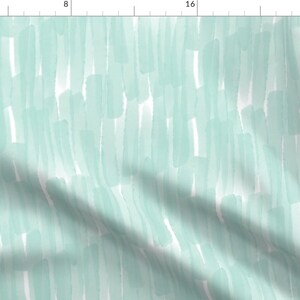 Watercolor Teal Stripes Fabric - Watercolor Strokes // Aqua By Ivieclothco - Watercolor Cotton Fabric By The Yard With Spoonflower