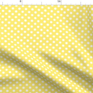 Polkadots Fabric - Polka Dot Cute Lemon Yellow White Summer Spring Easter Sunshine By Misstiina - Cotton Fabric By The Yard With Spoonflower
