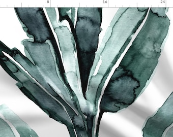 Watercolor Banana Leaves Fabric - Banana Leaves Blue Sage 27" By Crystal Walen - Leaves Tropical Cotton Fabric By The Yard With Spoonflower