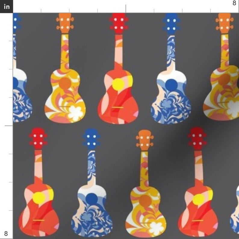 Ukulele Fabric Ukuleles Bright by Owlandchickadee Etsy