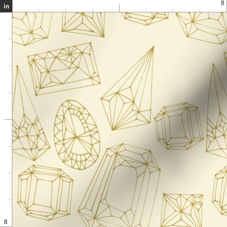 Gemstone Fabric Gemstones Gold Lines by Ceciliamok Etsy
