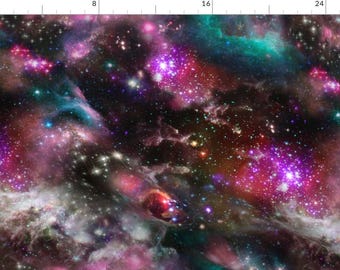 Space Stars Fabric - Space Collage By Teja Jamilla - Space Galaxy Stars Modern Home Decor Cotton Fabric By The Yard With Spoonflower