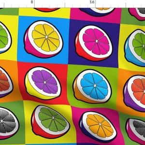 Lemons Pop Art Modern Fabric - Lemons Geometric Pop Art By Mia Valdez - Lemons Colorful Cotton Fabric By The Yard With Spoonflower