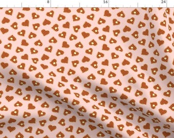 Valentines Day Fabric - Heart Shaped Waffles By Littlearrowdesign - Waffles Breakfast Love Pink Cotton Fabric By The Yard With Spoonflower