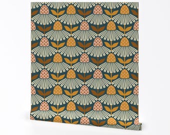 Retro Gänseblümchen Ablösbare Tapete - Geometrisches Gänseblümchen - 3d Wanddeko - Schöne Gänseblümchen by design_dannick