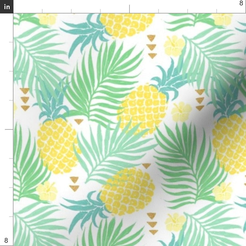Pineapple Fabric Tropics by Innamoreva Tropical Yellow Etsy
