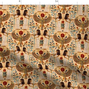 Egyptian History Fabric - Ancient Papyrus by rebeccaflaherty - Antique Scarab Archaeology Hieroglyphics Fabric by the Yard by Spoonflower