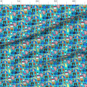 Puerto Rico Blue Beaches Fabric - Vamos Pa La Playa By Leicorredor - Puerto Rico Surfboards Cotton Fabric By The Yard With Spoonflower image 2