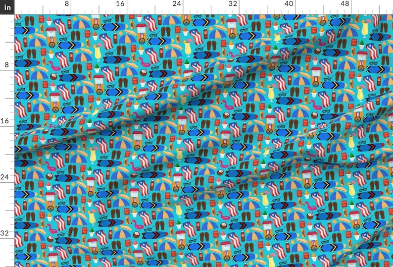 Puerto Rico Blue Beaches Fabric - Vamos Pa La Playa By Leicorredor - Puerto Rico Surfboards Cotton Fabric By The Yard With Spoonflower image 2
