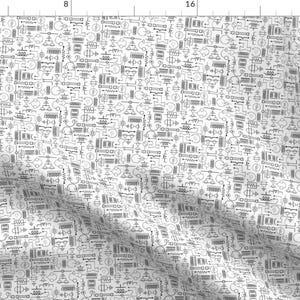 May include: A white background with a repeating pattern of black and gray abstract shapes and lines. The pattern resembles a circuit board or a technical drawing.
