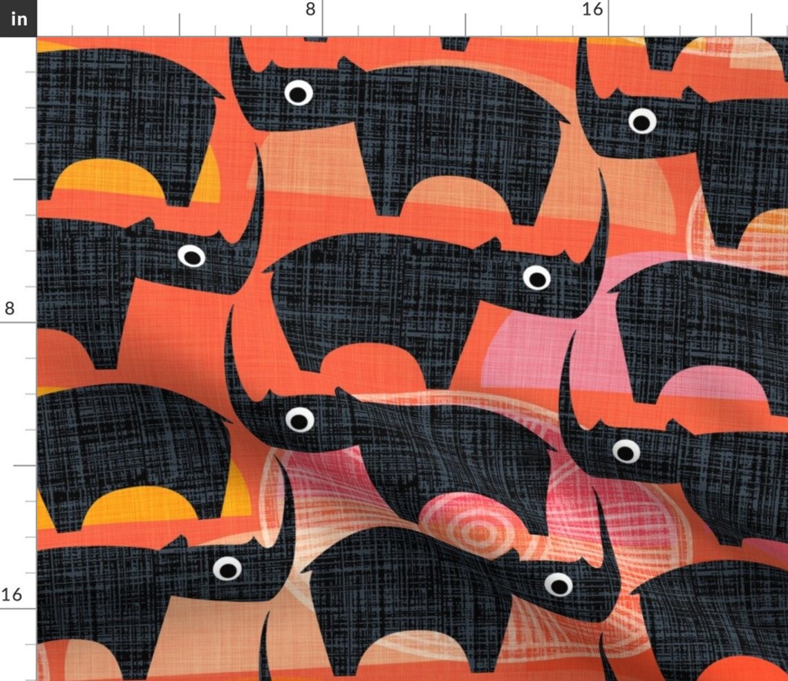 Rhinoceros Fabric Black Rhino Sunset By Spellstone Etsy España