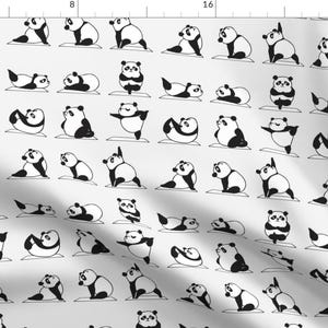 Panda Yoga Kawaii Animal Fabric - Panda Yoga By Huebucket - Panda Cartoon Animal Yoga Positions Cotton Fabric By The Yard With Spoonflower