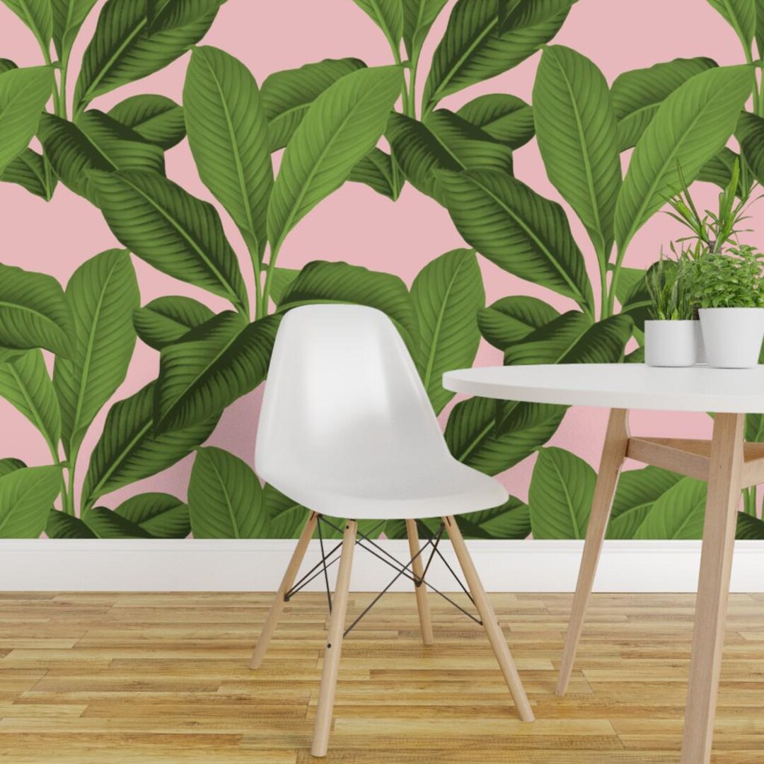 Leaves Wallpaper - Palm in Palm Pink Foliage by Peacoquettedesigns ...