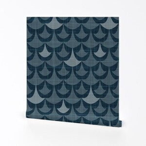 Carta da parati geometrica - Rhapsody - Blu di Heatherdutton - Rotolo di carta da parati autoadesiva rimovibile con stampa geometrica personalizzata di Spoonflower immagine 2