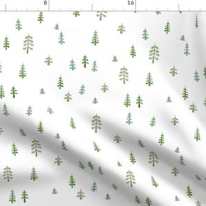 Watercolor Pine Trees Fabric - In The Pine Forest By Jennifer Rizzo - Minimalist Watercolor Woods Cotton Fabric By The Yard With Spoonflower