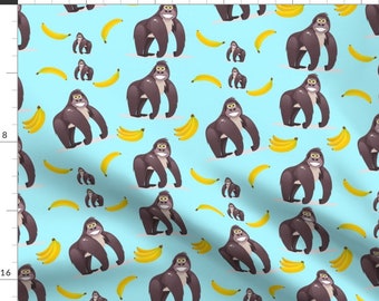 Gorillaa And Bananas Fabric - Going Ape .... ! By Floramoon Designs - Gorillas Animals Bananas Cotton Fabric By The Yard With Spoonflower