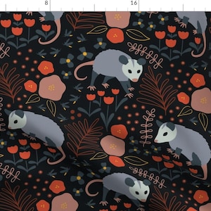 Possum Fabric - Awesome Possum By Allieleigh - Possum Nocturnal Animals Kids Black Red Forest Cotton Fabric By The Yard With Spoonflower
