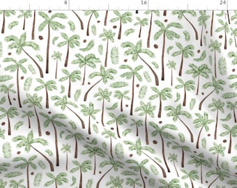 Watercolor Palm Tree Fabric - Coconut Palm Trees By Elena O'Neill Illustration - Palm Tree Cotton Fabric By The Yard With Spoonflower