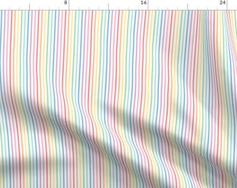 Rainbow Stripes Fabric - Pastel Rainbow Stripes Vertical By Misstiina - Vertical Rainbow Stripes Cotton Fabric By The Yard With Spoonflower