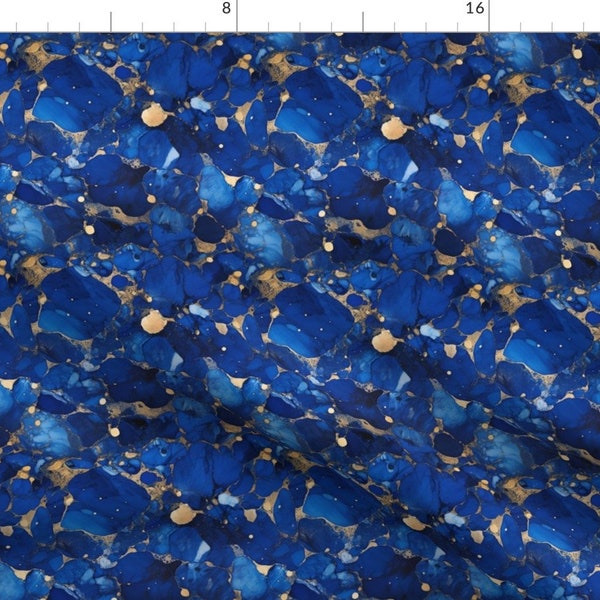 Blue Fabric - Lapis Lazuil by aubergine_designs - Jewel Rock Gemstone Gem Stone Lapis Mineral Pyrite Gems Fabric by the Yard by Spoonflower