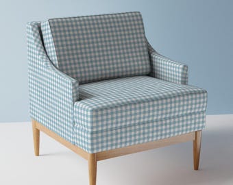 Blauer Polsterstoff - 12 Gingham Karo von gingerlous - Karierter Karo Vichy Karo Stoff Meterware mit Löffelblume