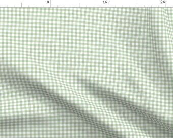 Mint Green Gingham Fabric - Unconditionally-Green Gingham By Jenniferlabre - Cottage Chic Check Cotton Fabric By The Yard With Spoonflower