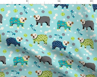 English Bulldog Fabric - English Bulldog Pajamas Dog Breed By Petfriendly - English Bulldog PJs Cotton Fabric By The Yard With Spoonflower