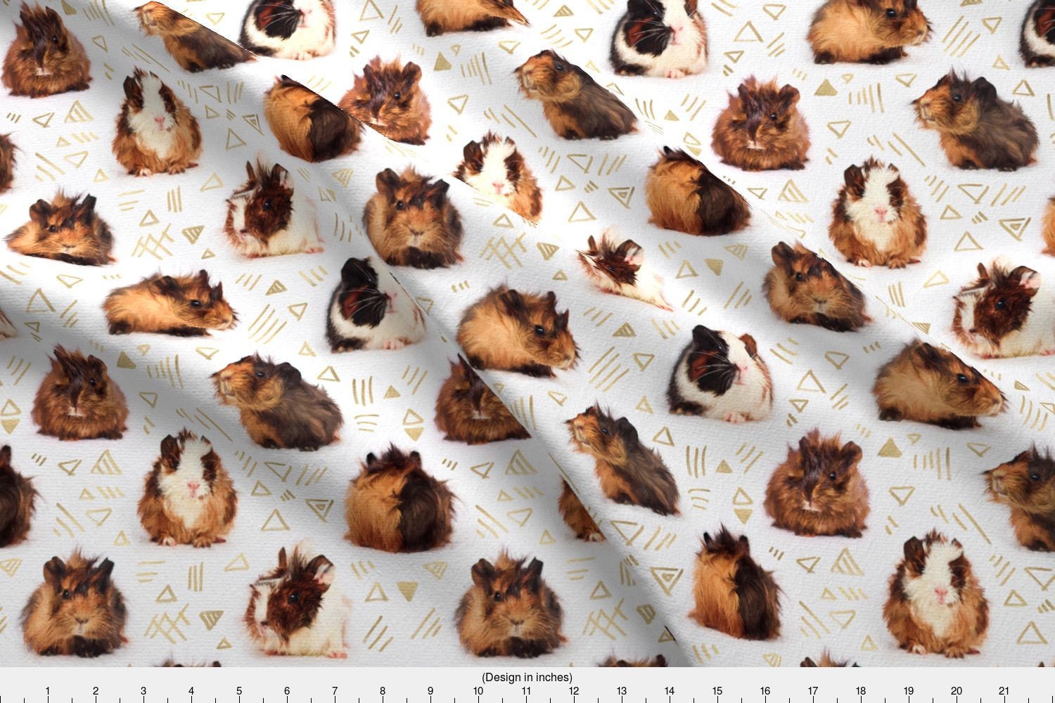 Geometric Guinea Pig Animal Fabric Lots Of Little Guinea Etsy