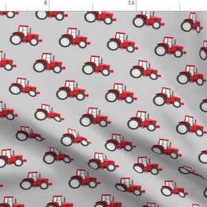 Farm Fabric - Red Tractors On Grey - Farm Themed Fabric C18bs By Littlearrowdesign - Farm Cotton Fabric By The Yard With Spoonflower