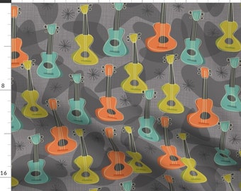 Ukulele Fabric - Ukulele Aloha Allover By Bzbdesigner - Hawaiian Instrument Guitar Music Musical Cotton Fabric By The Yard With Spoonflower