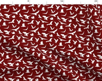 Crimson Eagles Fabric - White Eagles On Maroon - Small By Thin Line Textiles - Birds Animals Cotton Fabric By The Yard With Spoonflower