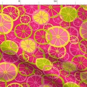 Pink Summer Citrus Fabric - Pink Lemonade By Mariafaithgarcia - Pink Summer Fruit Cotton Fabric By The Yard With Spoonflower