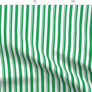 Dapper Fabric - Dapper Green By Sandityche - Dapper Green White Vertical Stripe Cosplay Cotton Fabric By The Yard With Spoonflower