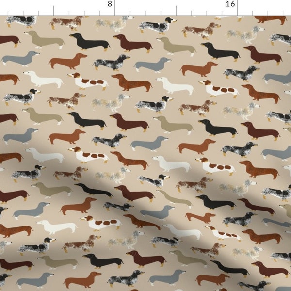 Dachshund Dog Fabric - Dachshund Doxie Pet By Petfriendly - Dachshund Fabric With Spoonflower - Cotton Fabric By The Yard With Spoonflower