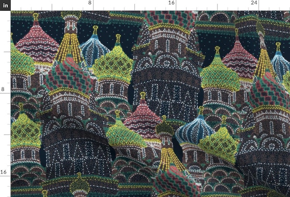 Winter Fabric - Moscow In Holiday Lights  by yesterdaycollection - Holiday Christmas Lights Europe Russian Fabric by the Yard by Spoonflower
