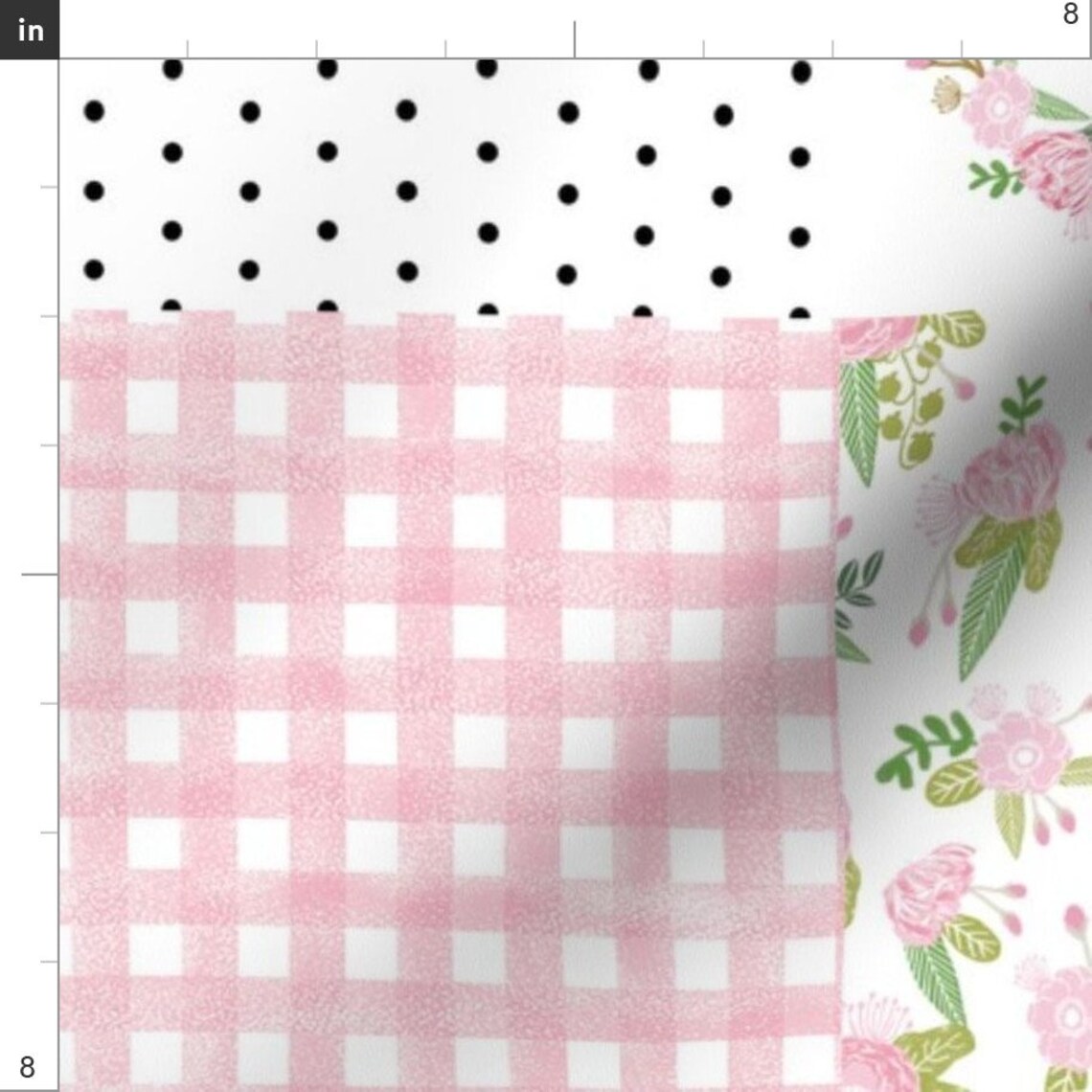 Pink Floral Quilt Fabric Monogram Quilt Letter S Girls Pink Etsy